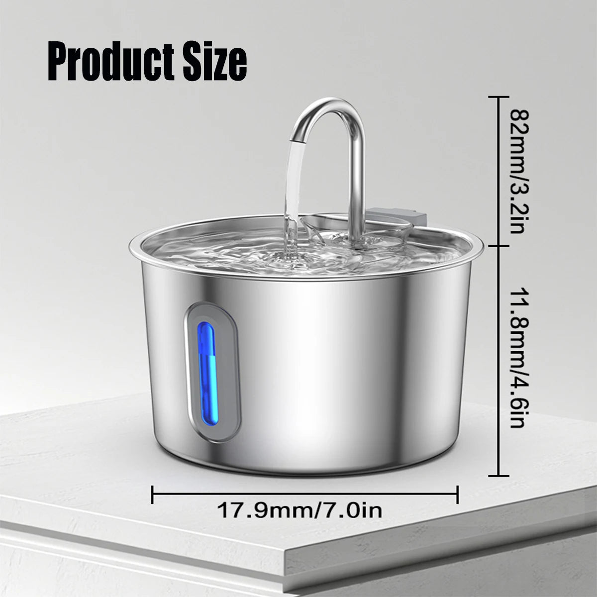 2.2L Stainless Steel Cat Water Fountain,Pet Water Dispenser With Filter,Dog Drinking Fountain For Cats,Ultra Quiet Water Pump